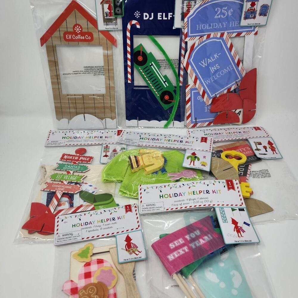 Elf Holiday Helper Props Set of 8
